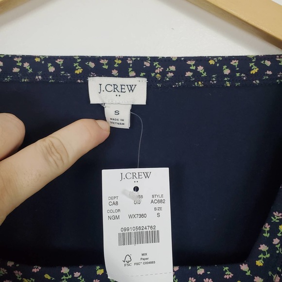 J Crew NWT floral print square neck blouse, small - Picture 4 of 5